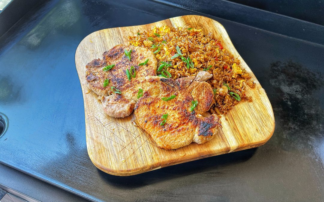 Lemon Pepper Pork Chops with Garlic Fried Rice!