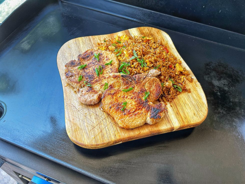 Lemon Pepper Pork Chops with Garlic Fried Rice! Cooking with CJ