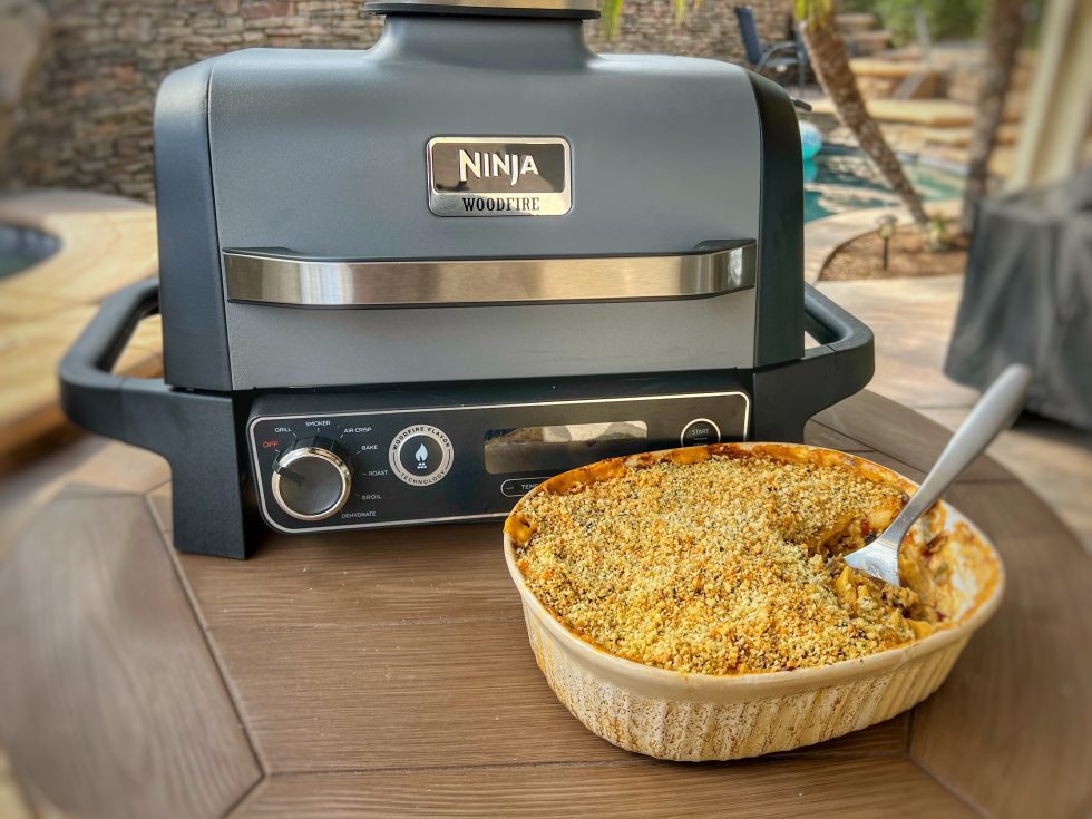 Ninja Woodfire Grill Smoked Brisket Mac and Cheese Cooking with CJ