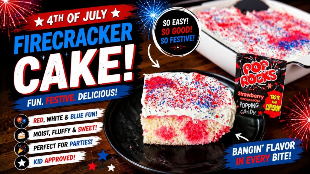 Patriotic Firecracker Cake | Red White and Blue Dessert!
