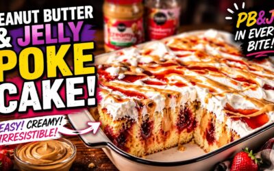 Peanut Butter and Jelly Poke Cake