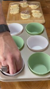 Fill muffin tin